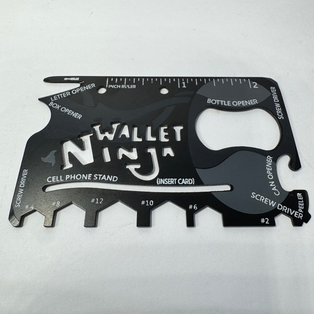 Wallet Ninja 18-in-1 Multi-tool Credit‎ Card Size Black Steel Tactical EDC Tool